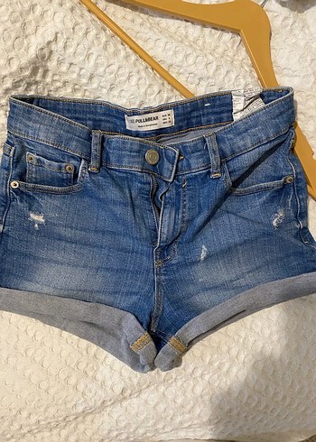 Kürklü Mavi Mini Denim Şort - Görsel 3