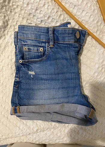 Kürklü Mavi Mini Denim Şort - Görsel 2