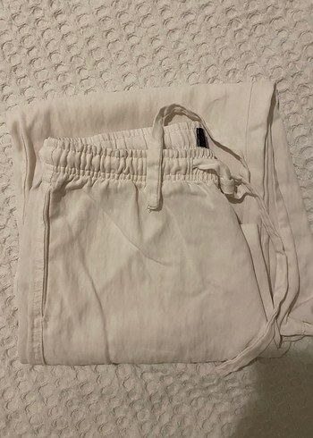 zara beyaz keten pantalon - Görsel 5