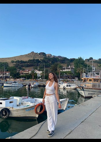 zara beyaz keten pantalon - Görsel 2