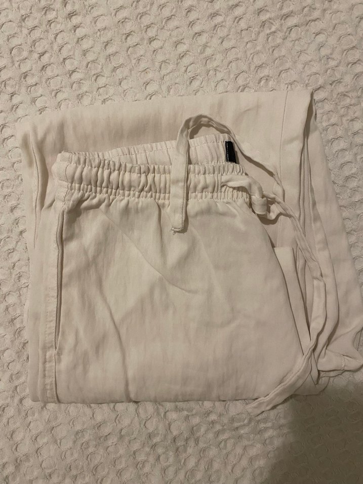 zara beyaz keten pantalon - Görsel 5