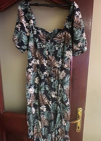 Bohem Kısa Kollu Uzun Elbise - Görsel 3