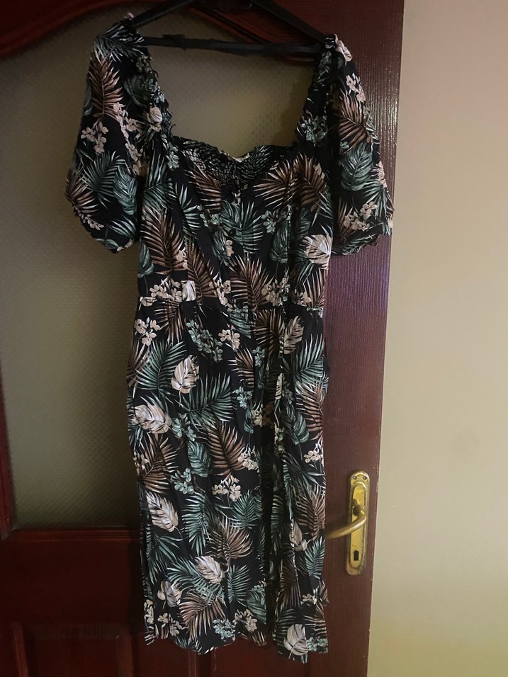 Bohem Kısa Kollu Uzun Elbise - Görsel 2