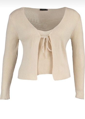 Bej V Yaka Kadın Kazak - Görsel 2