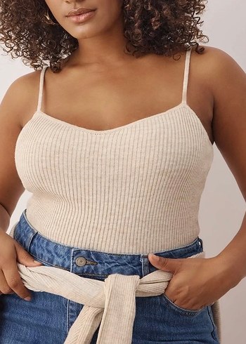 Bej V Yaka Kadın Kazak - Görsel 6