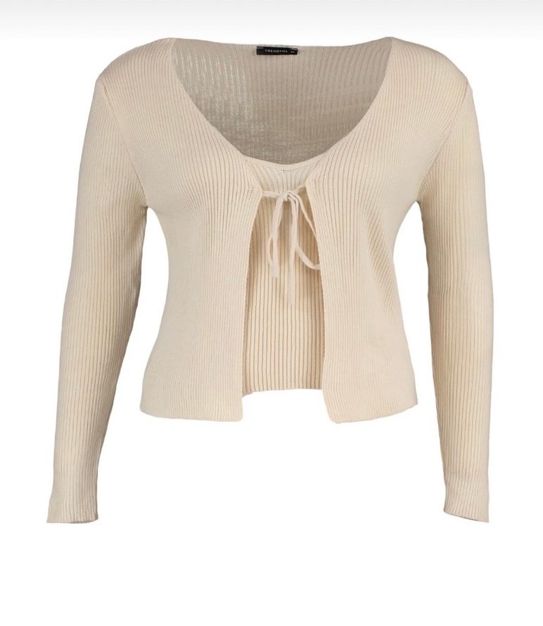 Bej V Yaka Kadın Kazak - Görsel 2