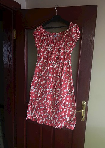 Kırmızı Çiçekli Bohem Midi Elbise - Görsel 2