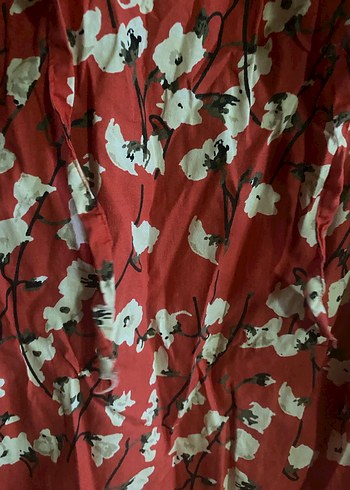 Kırmızı Çiçekli Bohem Midi Elbise - Görsel 4