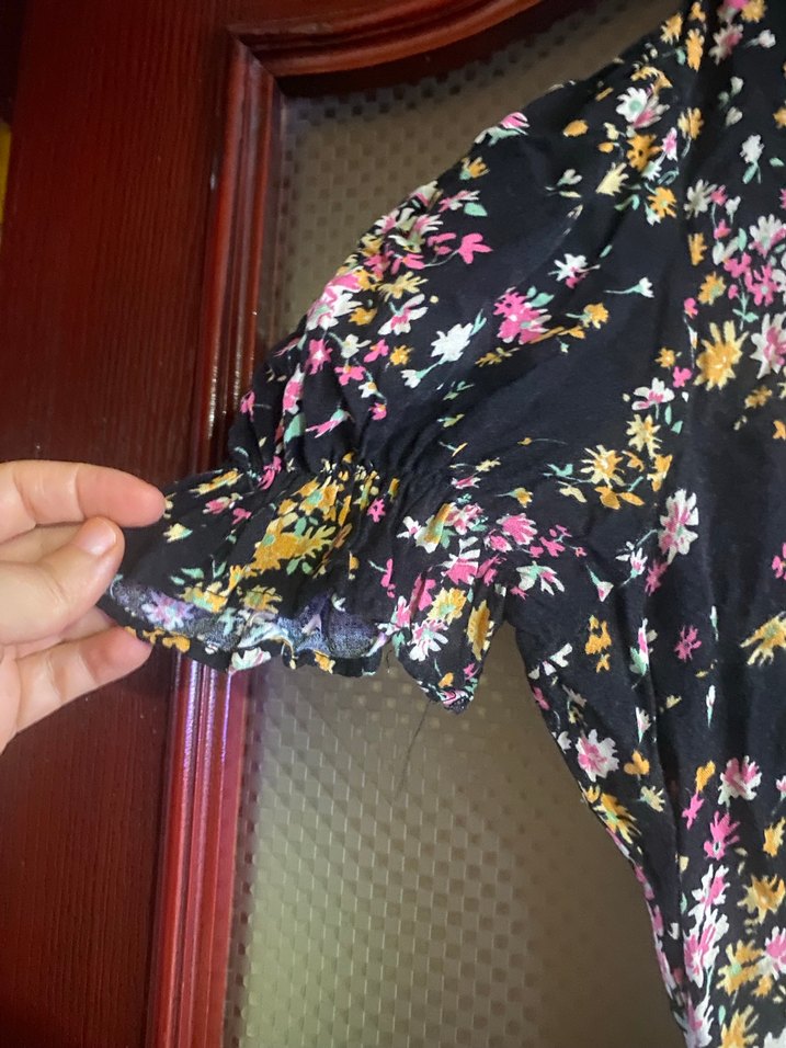 Çiçek Desenli V Yaka Midi Elbise - Görsel 4