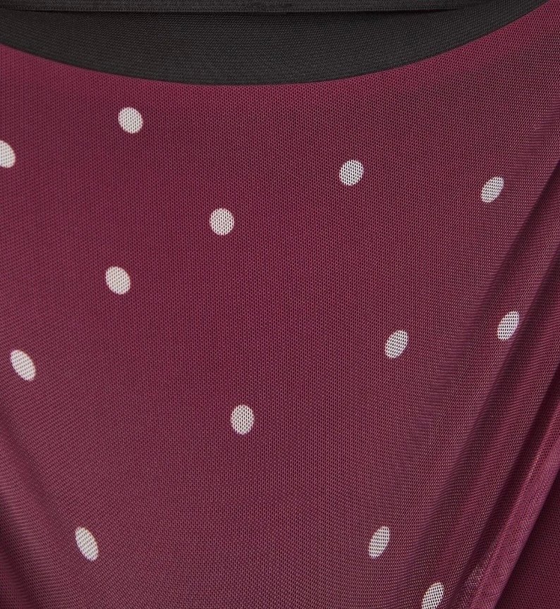 Bordo Puantiyeli Midi Etek - Görsel 4