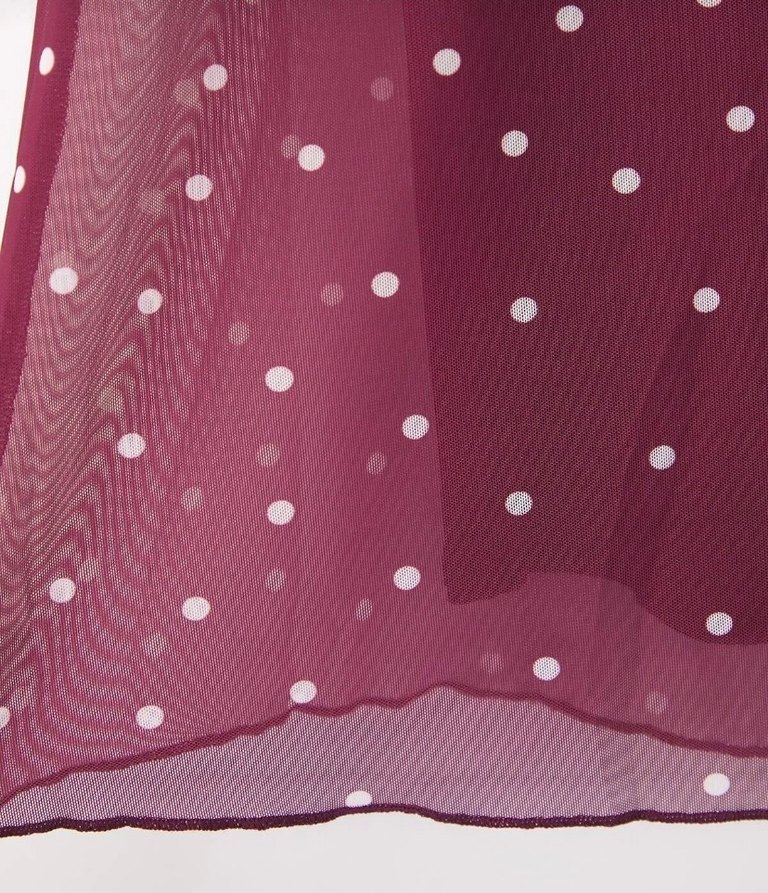 Bordo Puantiyeli Midi Etek - Görsel 5