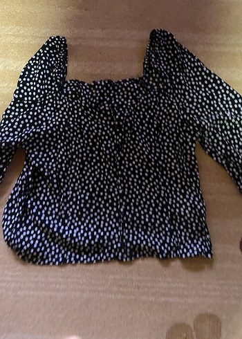 Siyah Puantiyeli Kadın Bluz - Görsel 3