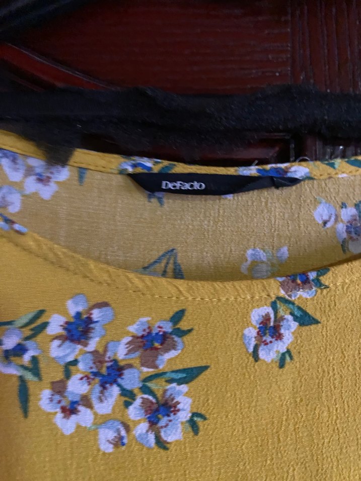 Sarı Çiçekli Bohem Kadın Bluz - Görsel 4