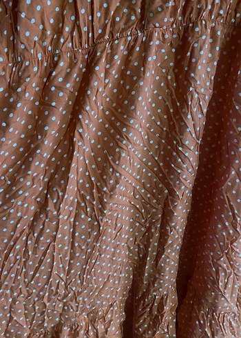 Bej Puantiyeli V Yakalı Bohem Elbise - Görsel 3