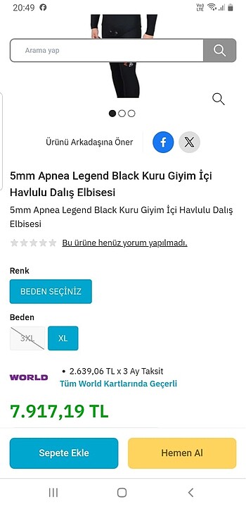 Diğer 5mm XL Apnea dalış elbisesi