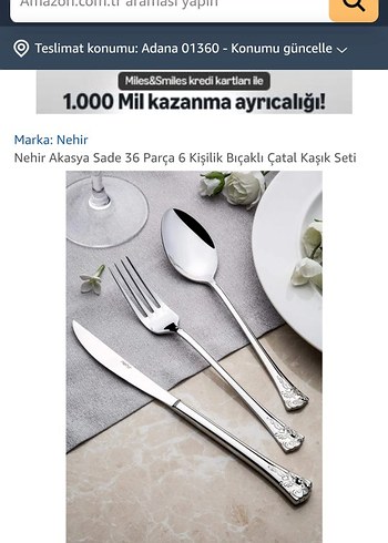 Nehir Akasya 60 Parça 12 Kişilik Çatal Bıçak Kaşık Seti