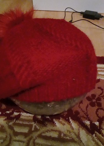 Kırmızı Örgü Kadın Bere - Görsel 2