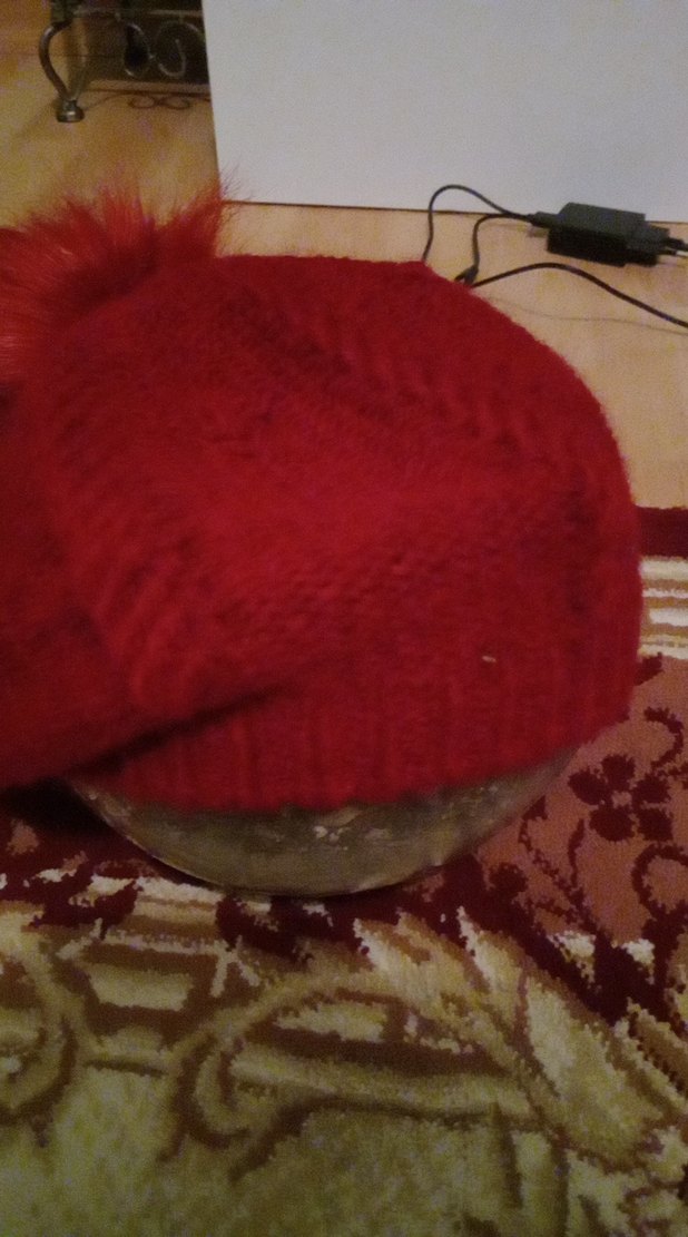 Kırmızı Örgü Kadın Bere - Görsel 2