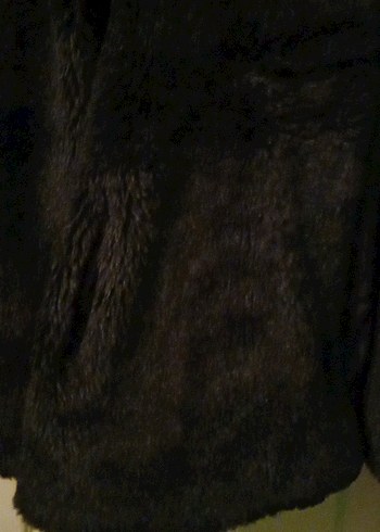 Siyah Kadın Peluş Midi Kaban - Görsel 2