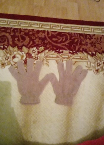 Kadın gri şönil Örgü Eldiven - Görsel 3