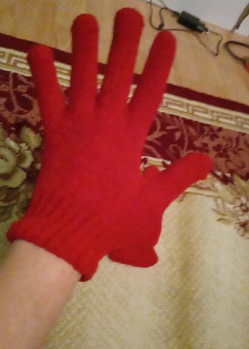 Kadın gri şönil Örgü Eldiven - Görsel 6