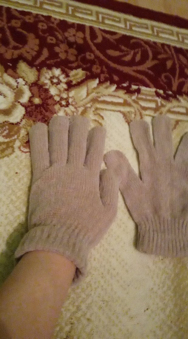 Kadın gri şönil Örgü Eldiven - Görsel 4