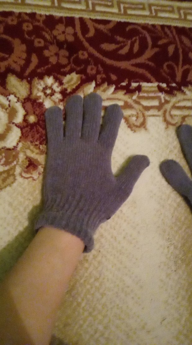 Kadın gri şönil Örgü Eldiven - Görsel 2