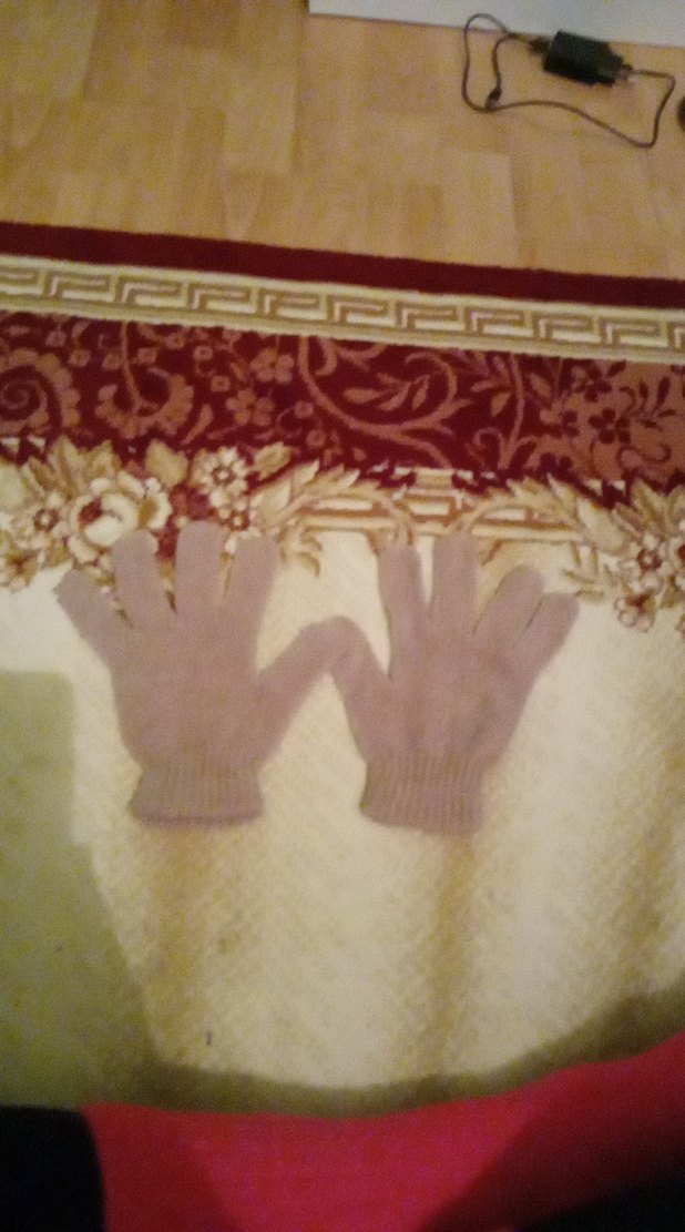 Kadın gri şönil Örgü Eldiven - Görsel 3