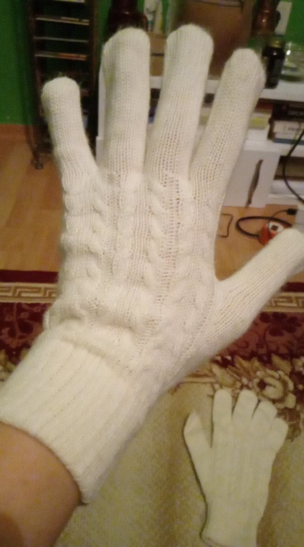 Beyaz Örgü Kadın Eldivenleri - Görsel 2
