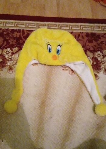 Sarı Peluş kışlık Şapka - Görsel 3