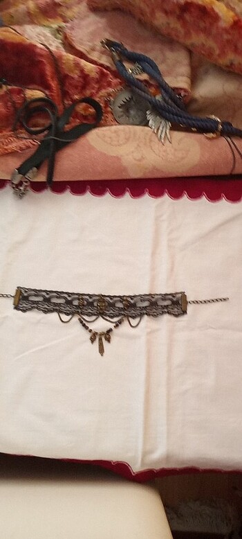 Diğer Siyah tasarım chocker tüllü kolye