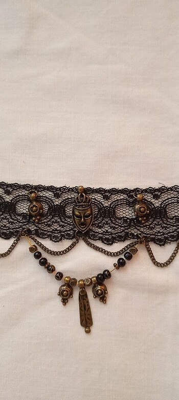 Siyah tasarım chocker tüllü kolye