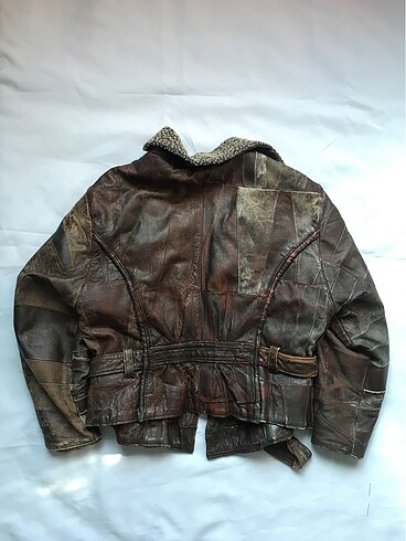 Suni Deri Vintage Bomber Ceket