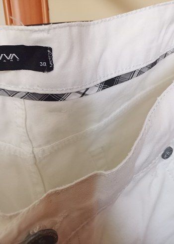 Beyaz erkek Pamuk  dokuma yazlık pantolon - Görsel 3