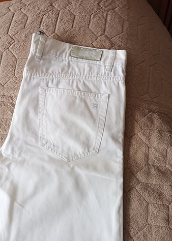 Beyaz erkek Pamuk  dokuma yazlık pantolon - Görsel 4