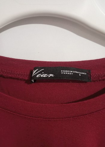 Diğer Bordo Kadın Basic Oversize Tişört