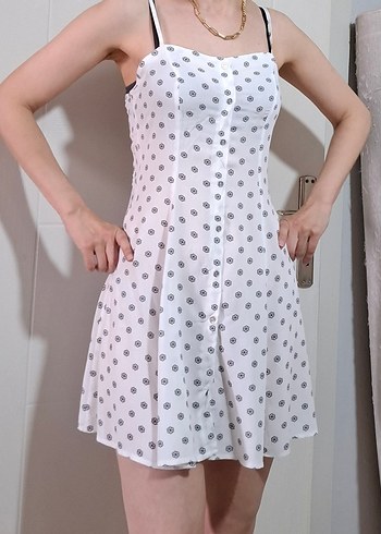 Beyaz Askılı Mini Elbise
