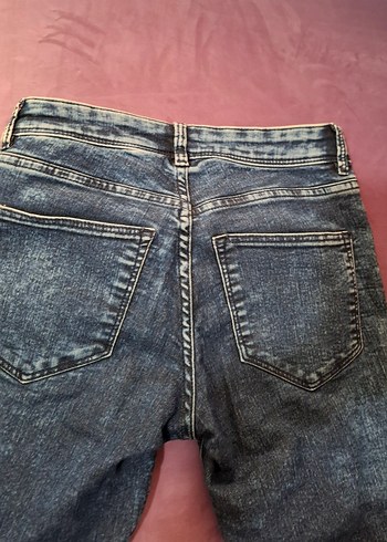 H&M Trend Kesim Gri Batik Desenli Kadın Kot Pantolon