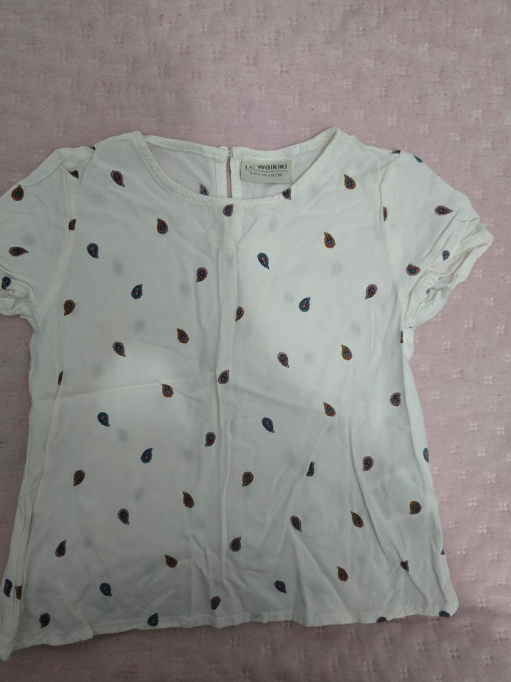 Beyaz Baskılı Kız Çocuk Kısa Kollu Tişört - Görsel 2