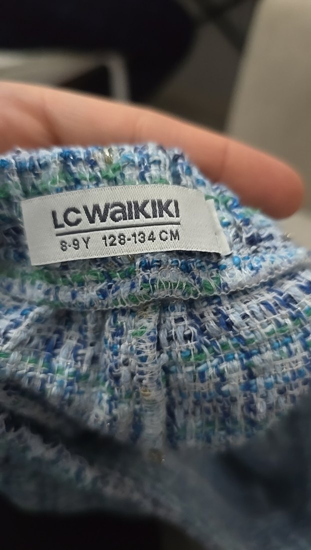 Düğmeli Mavi Gri Mini Etek Şortlu - Görsel 3