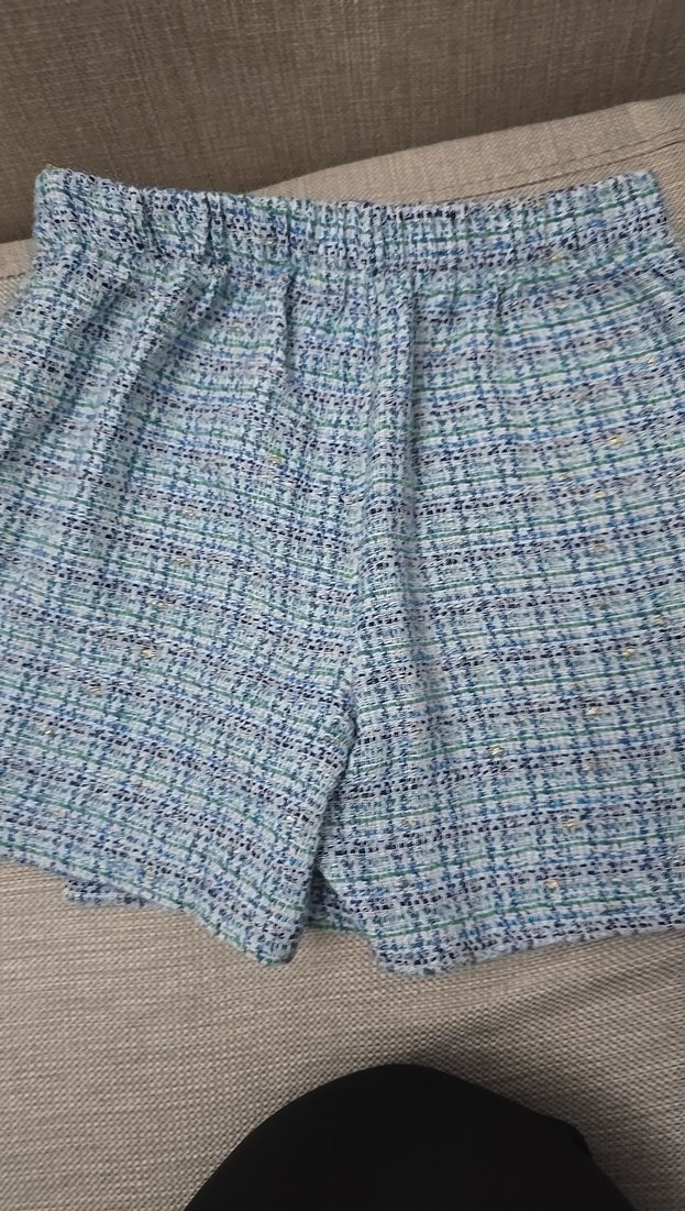 Düğmeli Mavi Gri Mini Etek Şortlu - Görsel 2