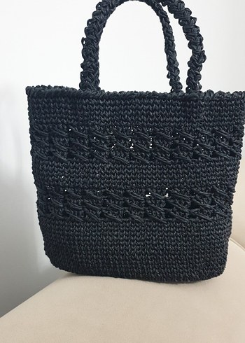 Siyah Örgü Kadın Çanta - Görsel 2