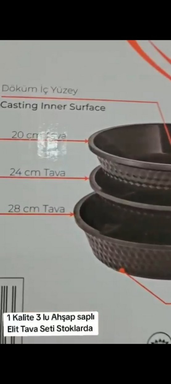 3'lü Siyah Ahşap Saplı Tava Seti - Görsel 3