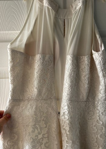 Gri Straplez Mini Dantel Abiye - Görsel 5