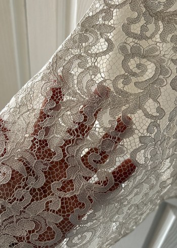 Gri Straplez Mini Dantel Abiye - Görsel 2