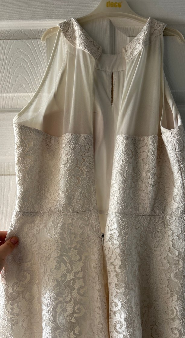 Gri Straplez Mini Dantel Abiye - Görsel 5