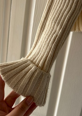 Bej Kadın Boğazlı Triko Kazak - Görsel 2