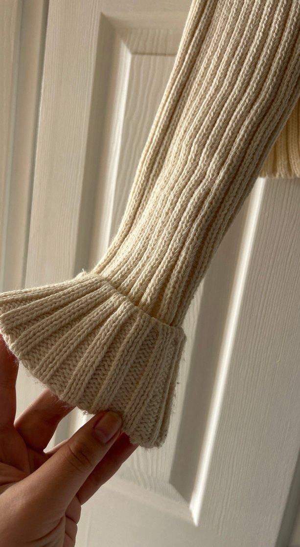 Bej Kadın Boğazlı Triko Kazak - Görsel 2