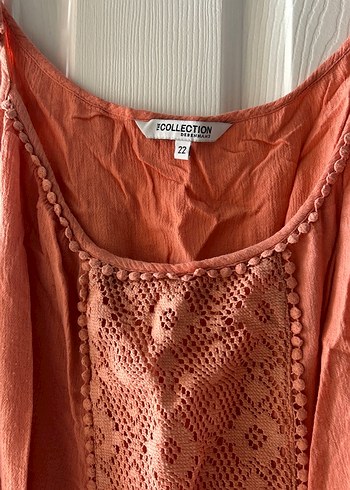 Nakışlı Bej Kolsuz Bohem Bluz - Görsel 2