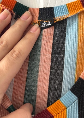 Çizgili Bohem Uzun Kolsuz Triko Elbise - Görsel 3